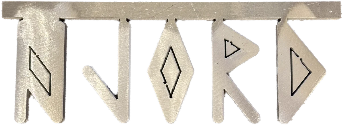 NJORD, Team Njord's waterjet-cut aluminum team name